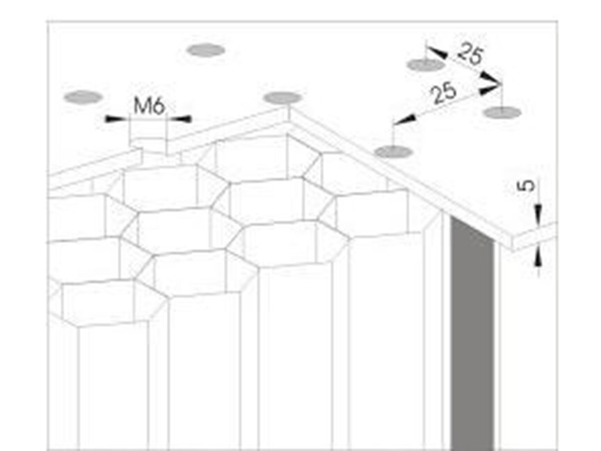 Optical Table Honeycomb core of 0.25 mm thick steel has a density of 125–250 kg/m3 depending on the cell size and its structure